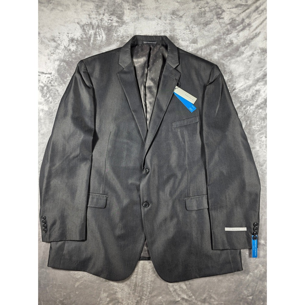 Perry Ellis Portfolio Suit Jacket Men 52R Charcoal Grey Slim Fit Comfort Stretch